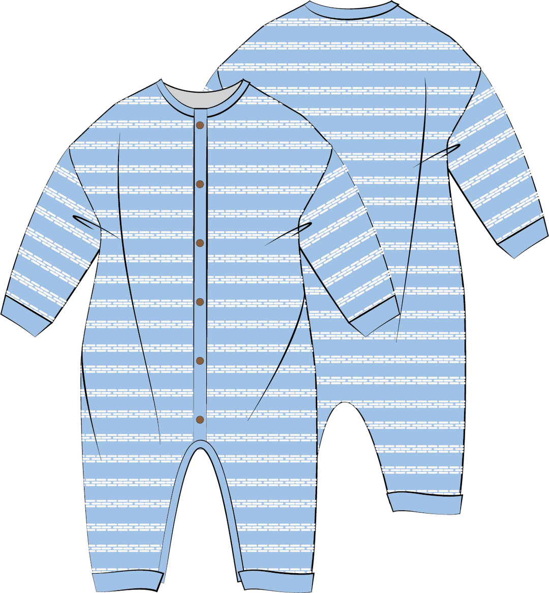 Raised Stripe Full Romper | Arctic