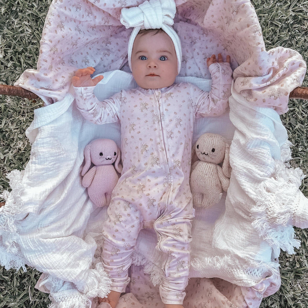 Bamboo/Organic Cotton Florence Onesie - Lilac Bouquet