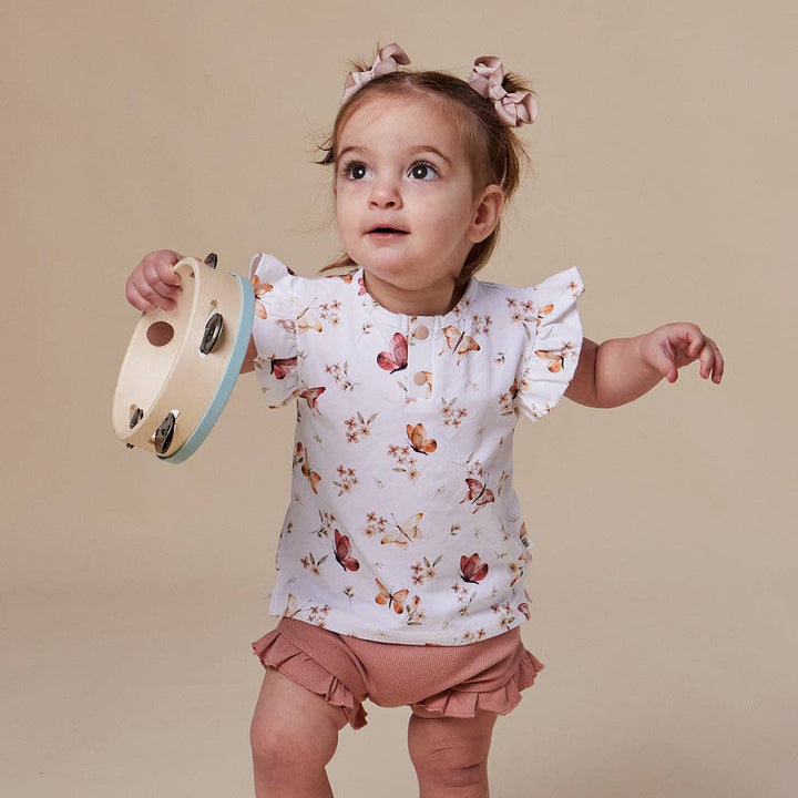 Butterfly Organic Short Sleeve Top with Frill