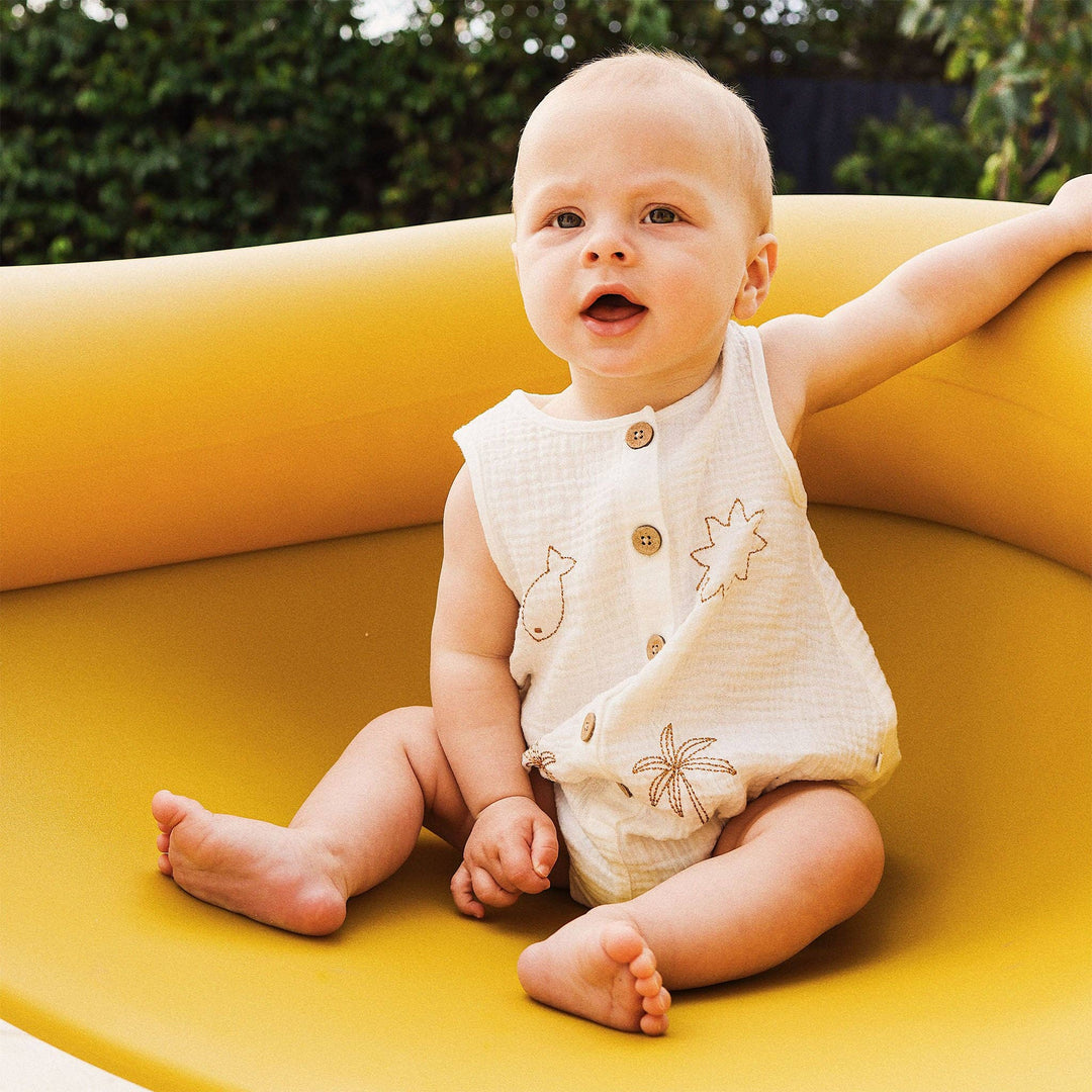 Sleeveless Woven Shortall - Coconut