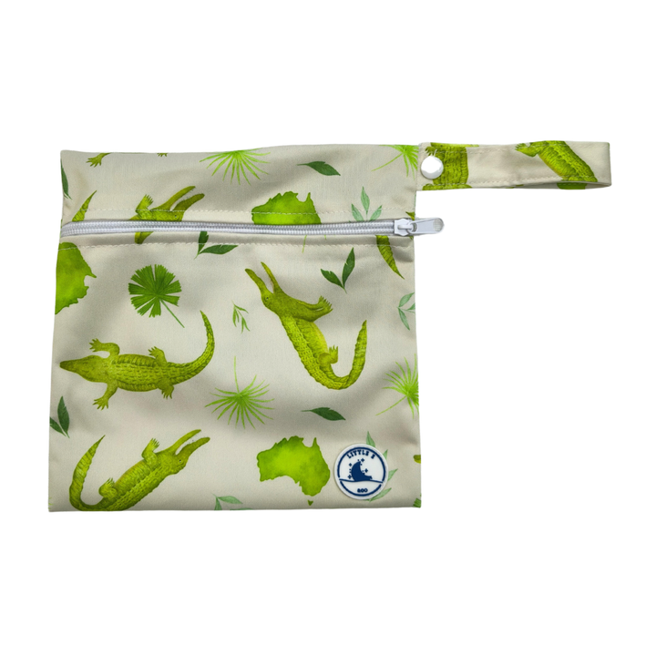 REUSABLE SWIM NAPPY & MINI WET BAG COMBO ~ CROCODILES