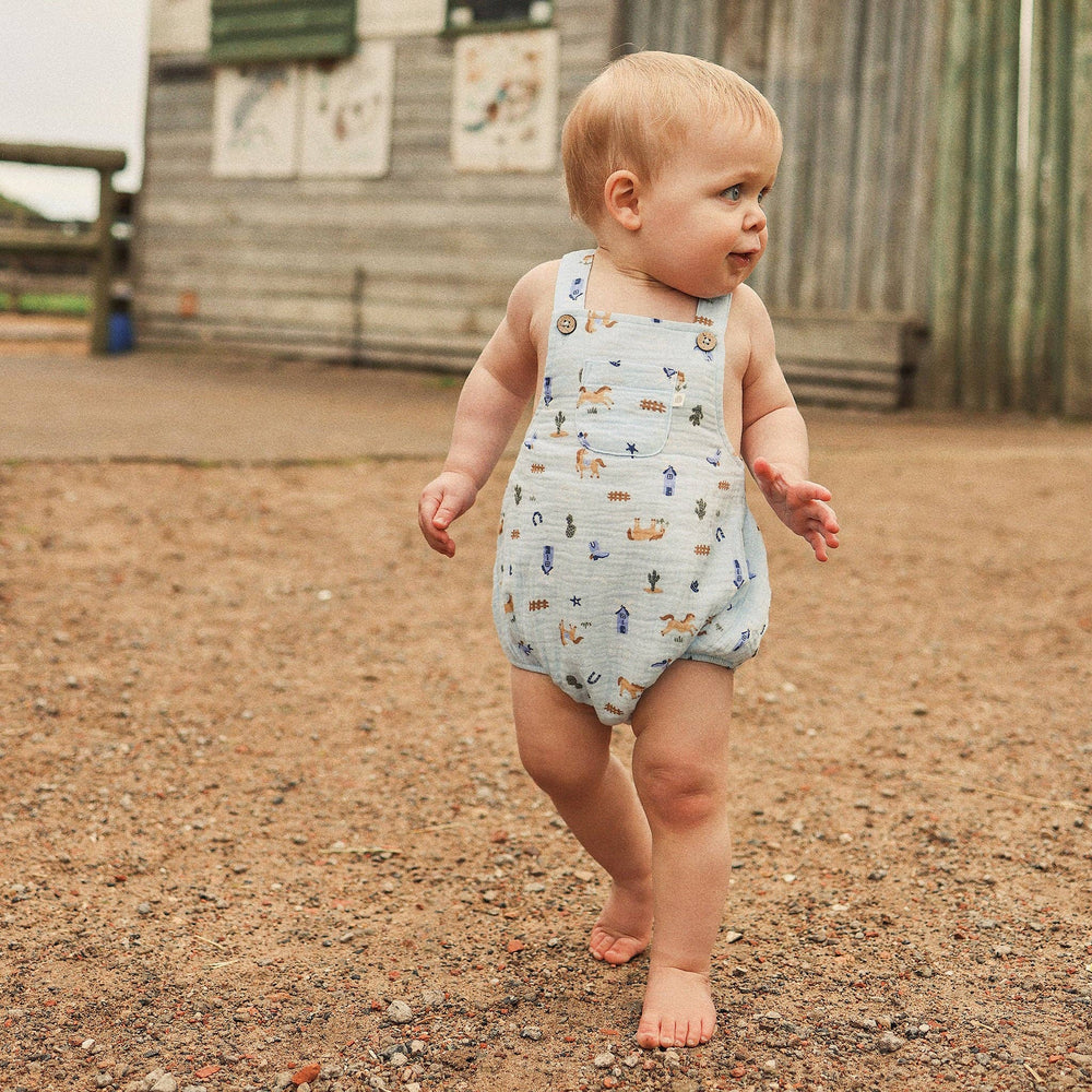 Woven Romper - Country Blue