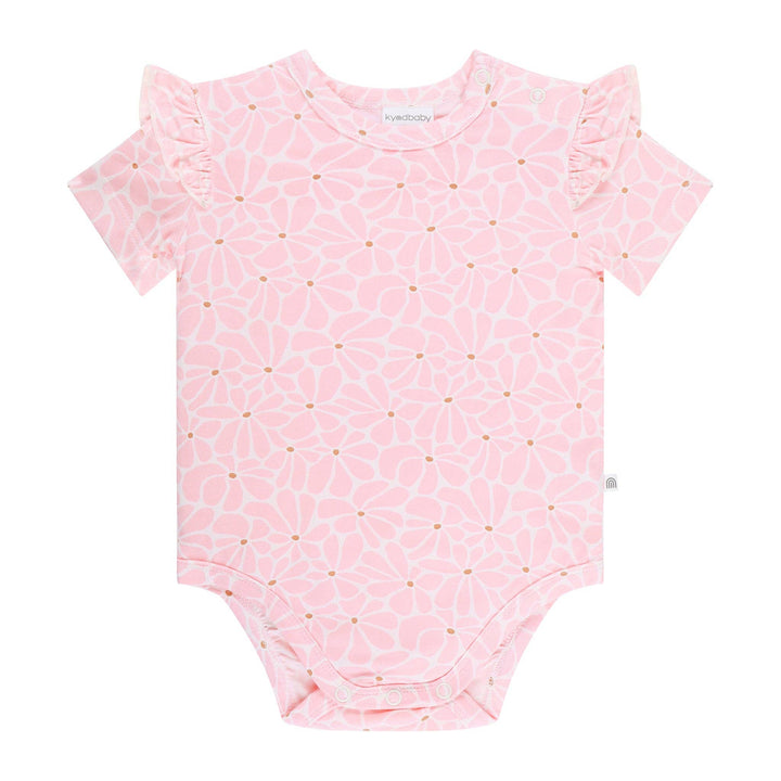 Frilled Short Sleeve Bodysuit - Hibiscus