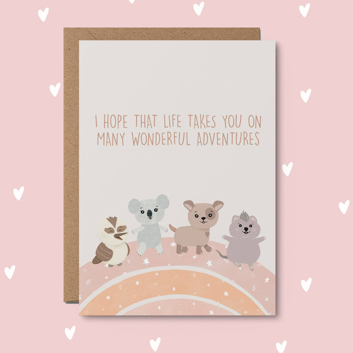 Many Wonderful Adventures- Cute Australian Baby shower card