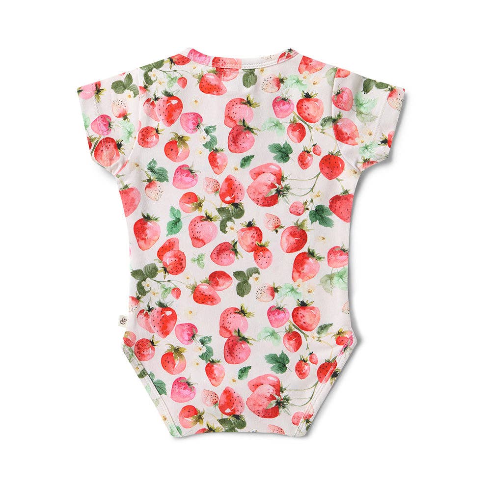 Strawberry Short Sleeve Organic Bodysuit