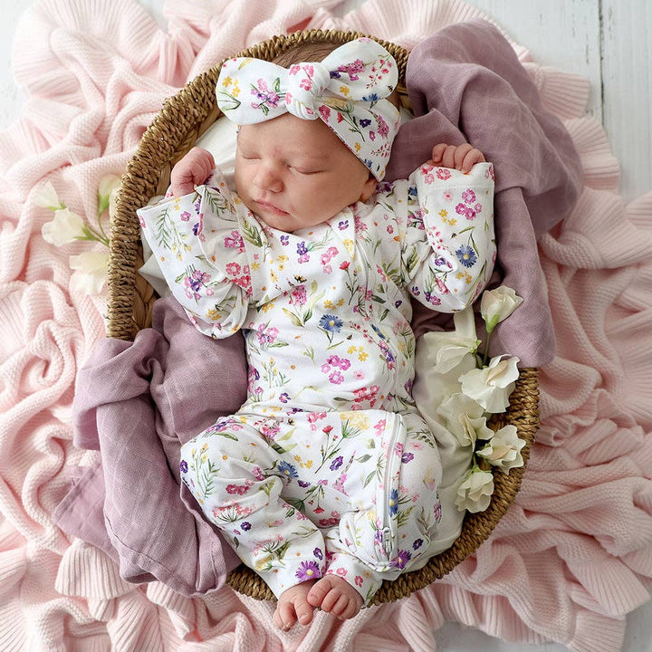 Gracie Organic Snugglesuit Convertible Romper with Frill