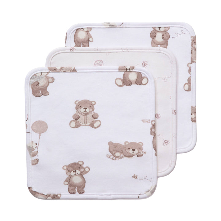 3 Pack Washcloths - Cuddly Bear