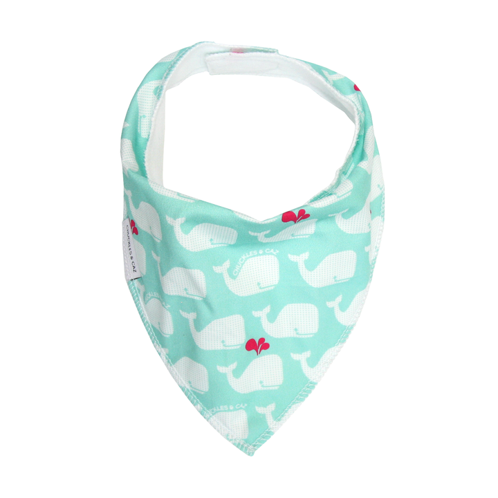 Aqua & White Whales Dribble Bib