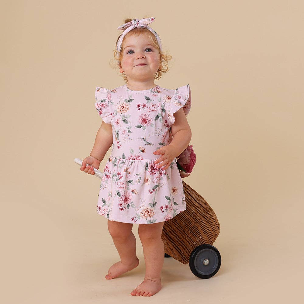Birds & Blooms Short Sleeve Organic Dress