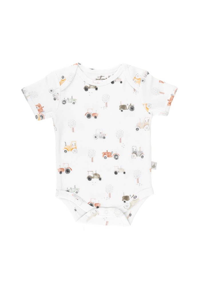 TRACTOR ORGANIC COTTON SHORT SLEEVE BABY BODYSUIT