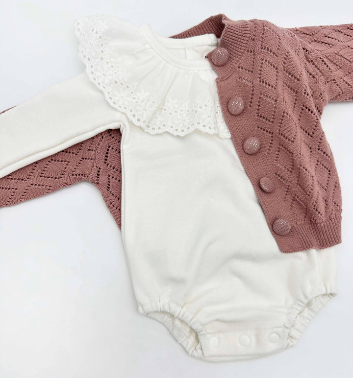 Ellanor Pointelle Girls Cardigan
