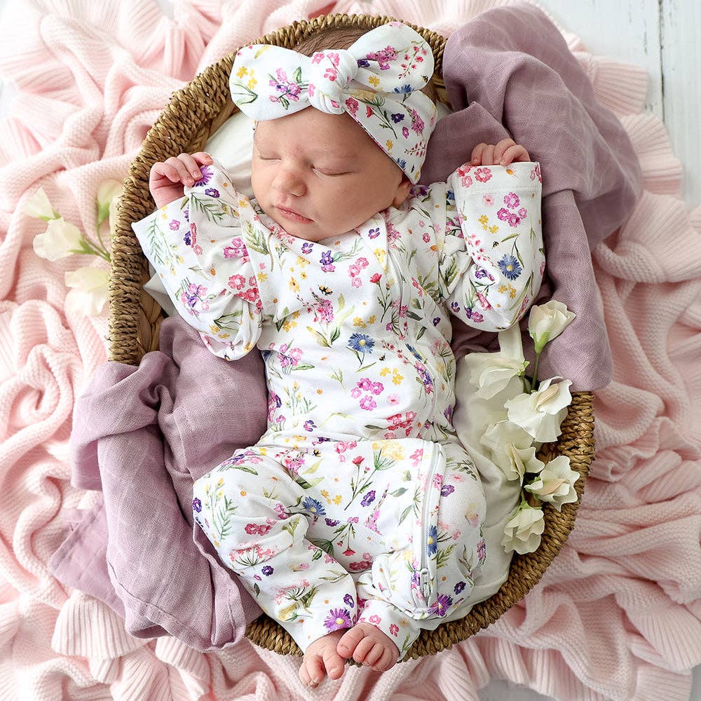 Gracie Organic Snugglesuit Convertible Romper with Frill