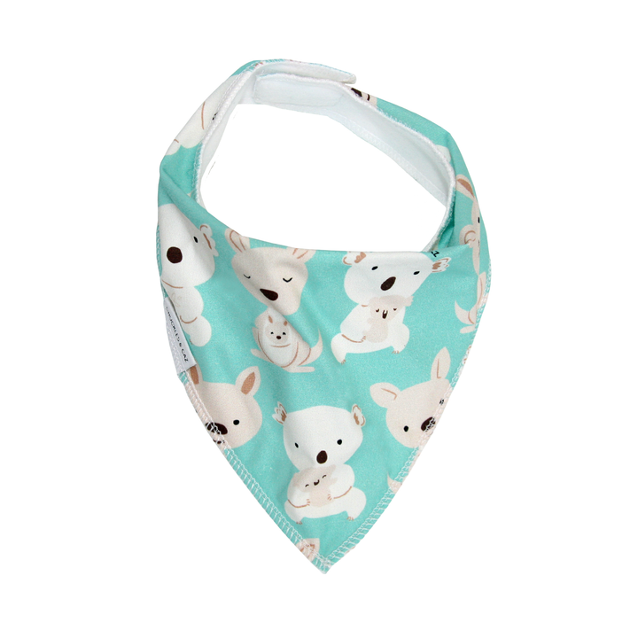 Aqua Koala & Kangaroo Dribble Bib