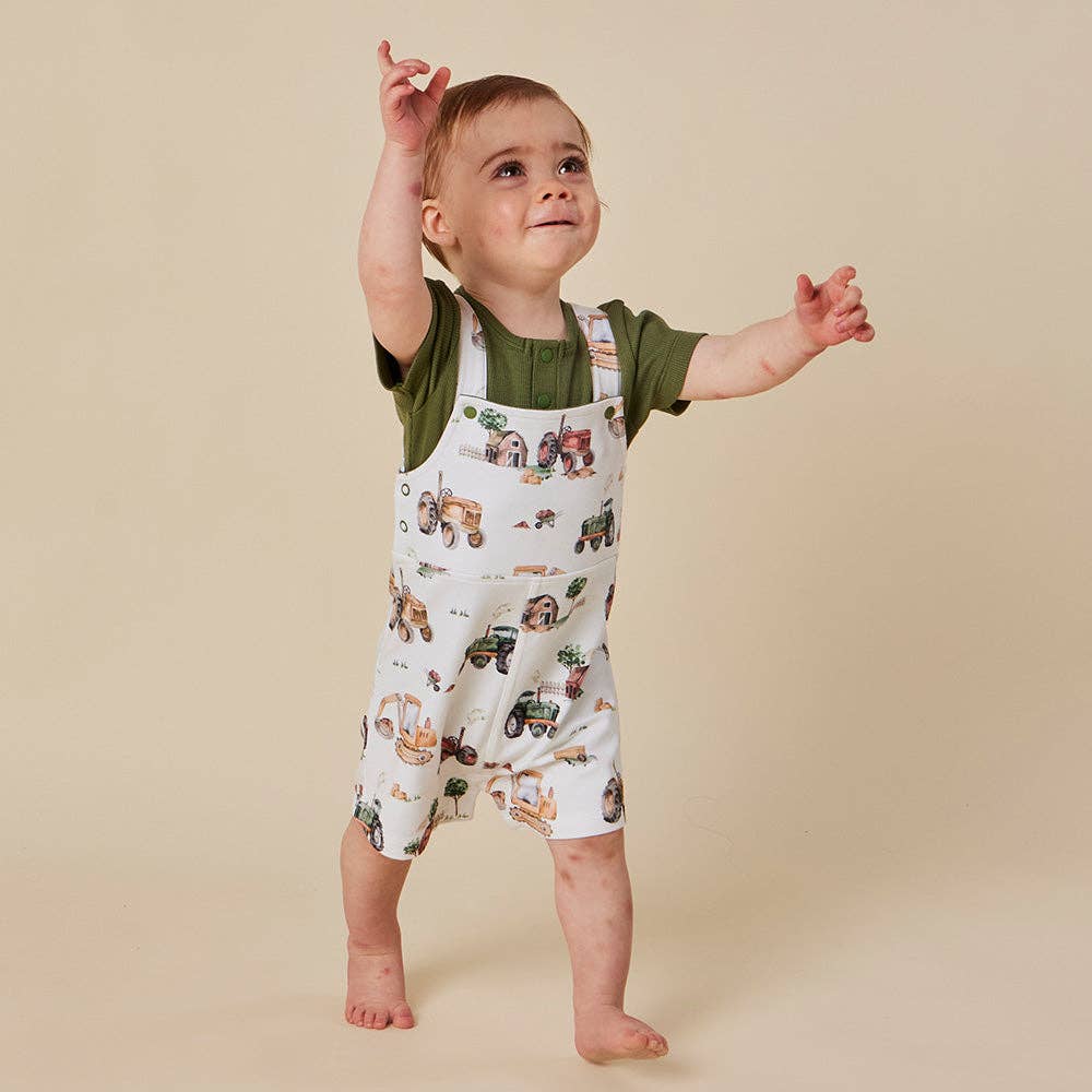 Diggers & Tractors Organic Snuggle Overall Shorts
