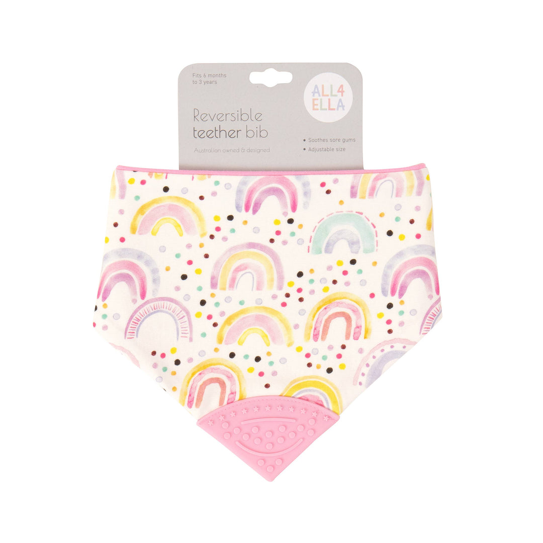 Bandana bib with silicone - Watercolour Rainbow