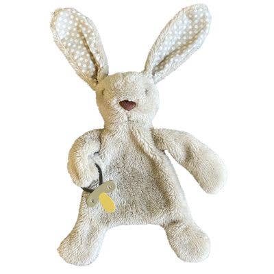 Bunny Comforter with Dummy Holder - Beige/Grey - 30cm