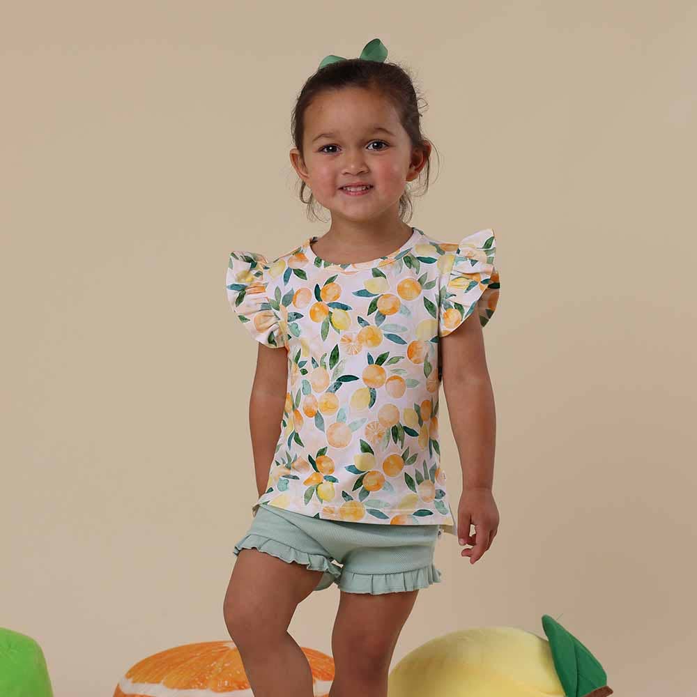 Sunny Citrus Organic T-Shirt with Frill