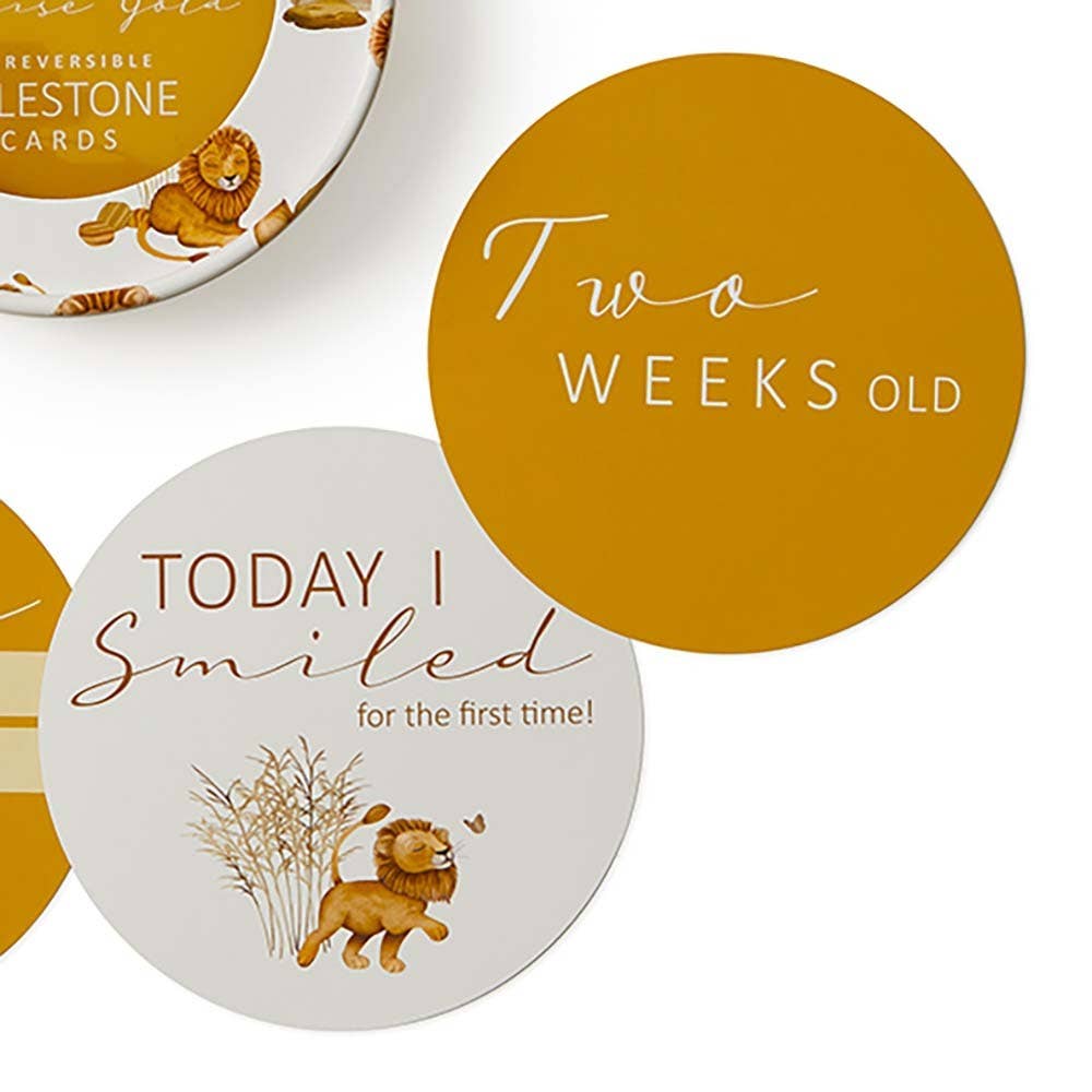 Lion & Sunrise Gold Reversible Milestone Cards