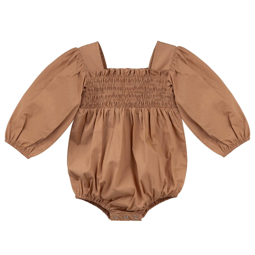 Lily L/S Puff Sleeve Romper - Caramel