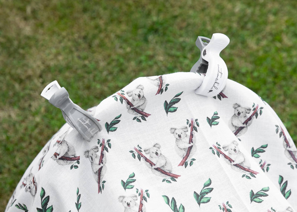 Grey & White Pair Pram Clips