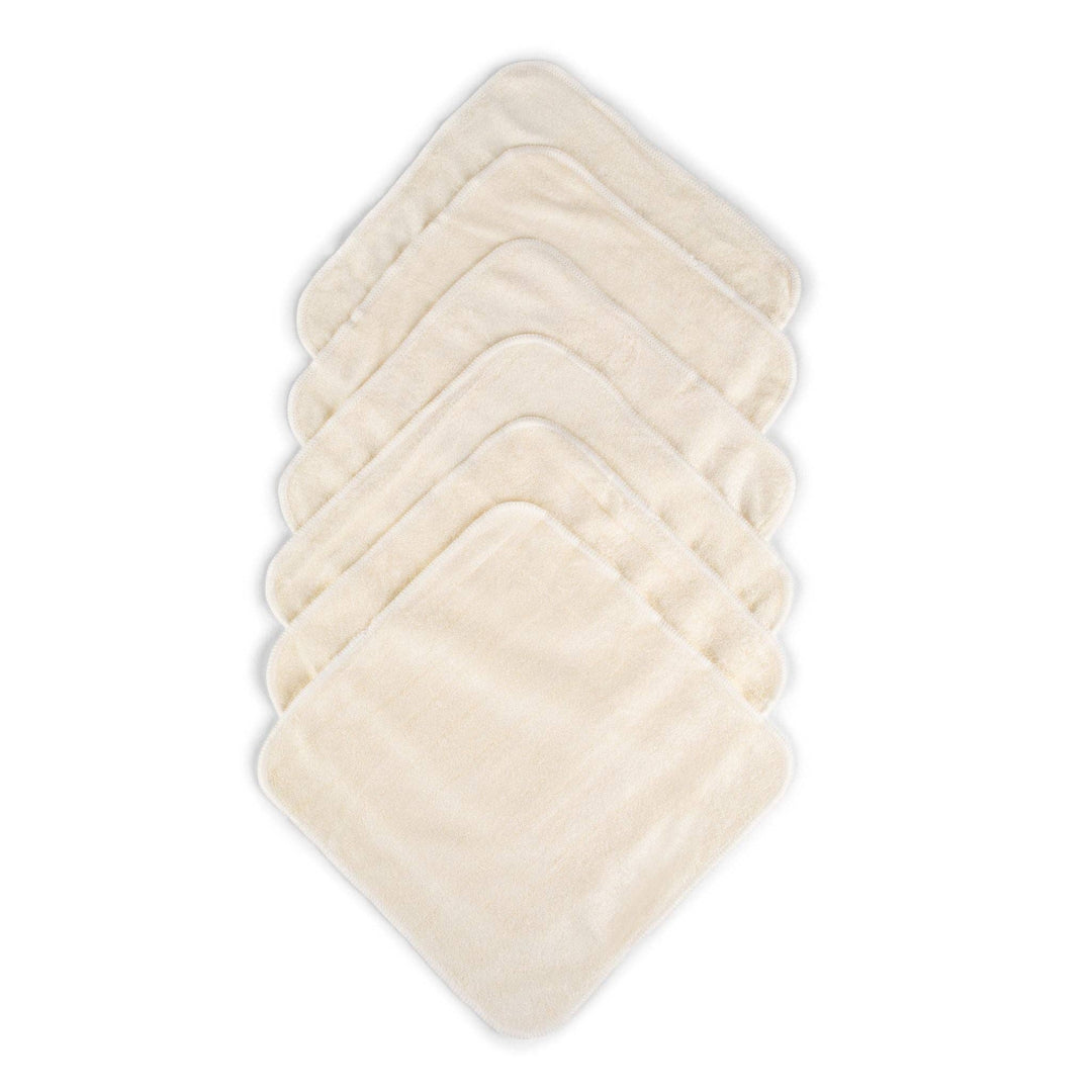 Baby Wash Cloths Bamboo 6 Pack - White