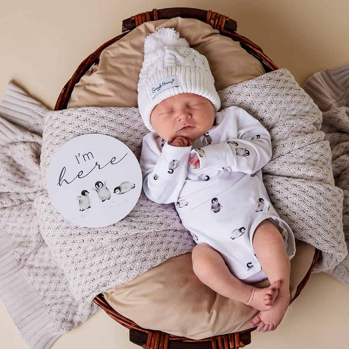 White Organic Baby Knit Beanie