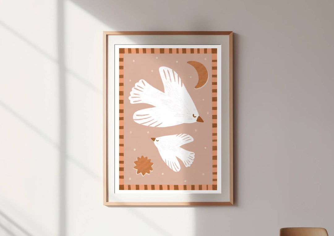 Flying High Bird Print - Modern Wall Art Nursery Poster