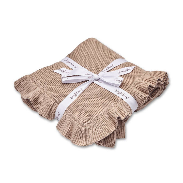 Hazelnut Ruffle Knit Organic Baby Blanket