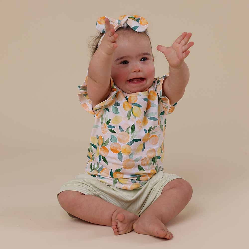 Sunny Citrus Organic T-Shirt with Frill
