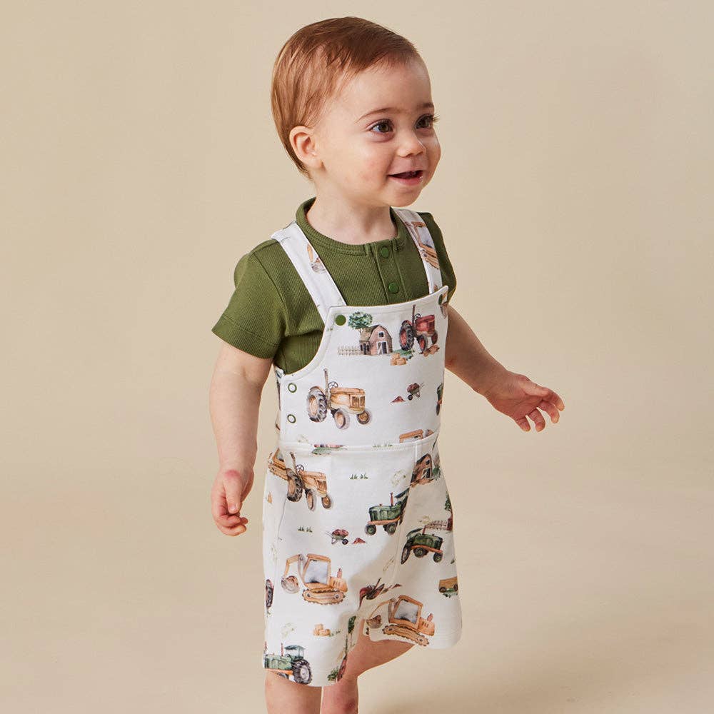 Diggers & Tractors Organic Snuggle Overall Shorts