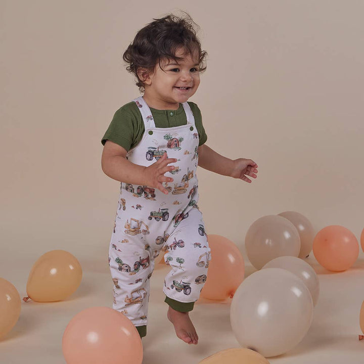 Diggers & Tractors Organic Snuggle Overalls