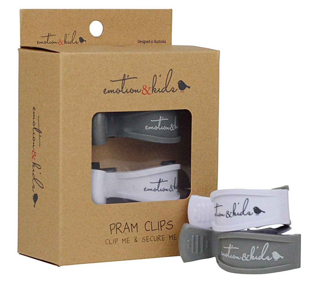 Grey & White Pair Pram Clips