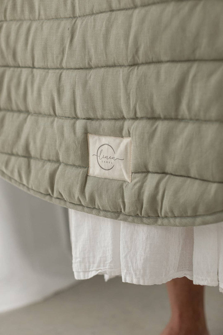 Soft Sage & Pinstripe - French Linen Baby Play Mat
