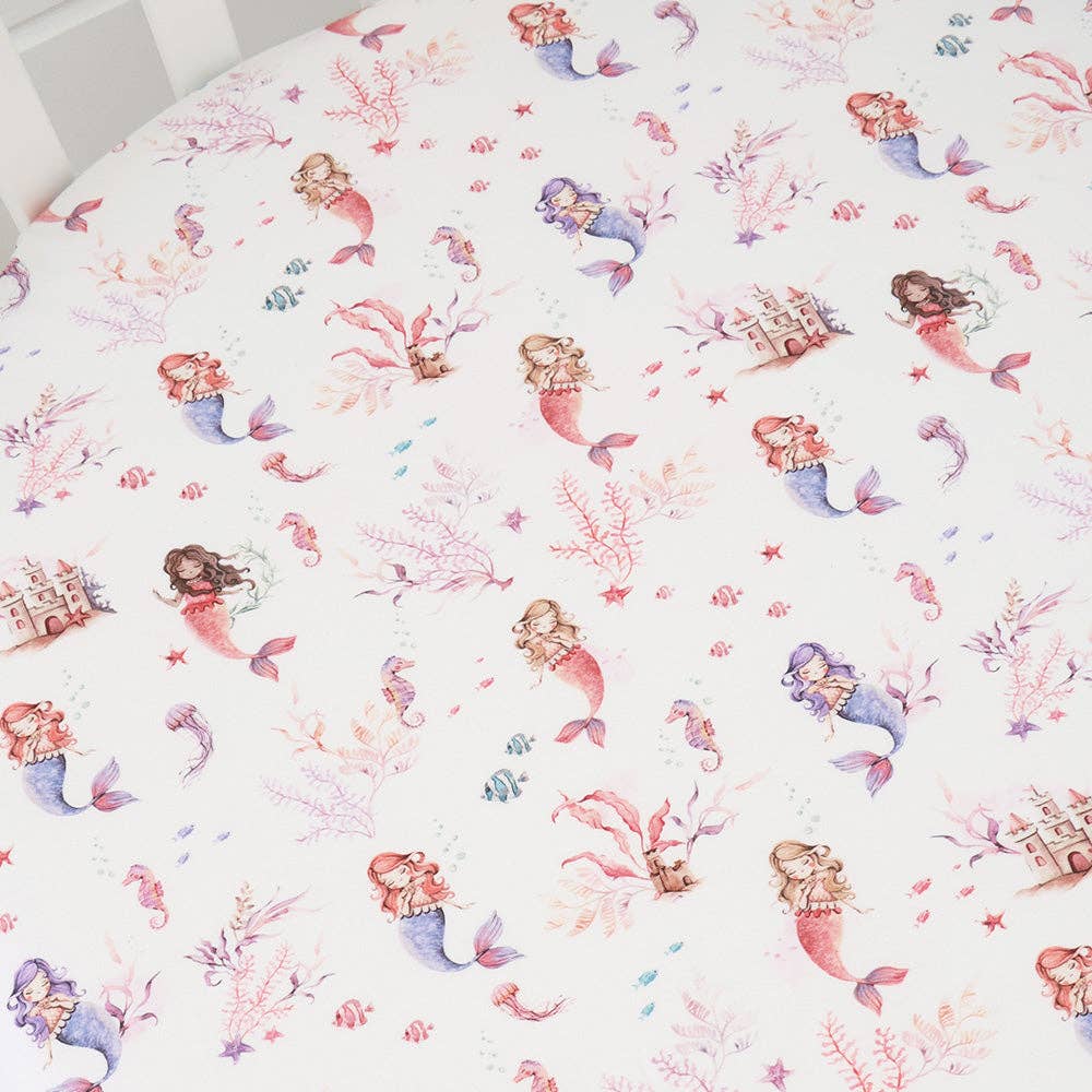 Mermaid Organic Bassinet Sheet / Change Pad Cover
