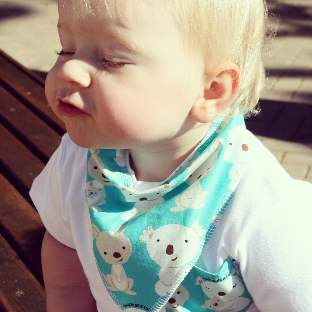 Aqua Koala & Kangaroo Dribble Bib