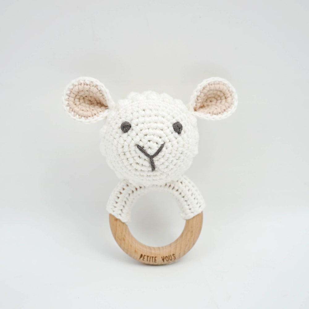 Petite Vous 100% Cotton Crochet Ring Rattle - Lulu the Lamb