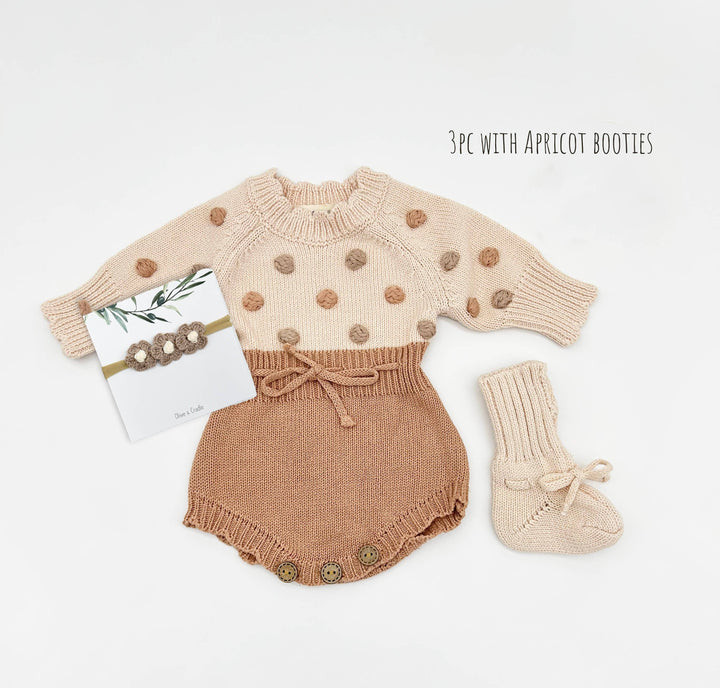 Lottie Dot Knit Romper – Apricot Sunset - *RESTOCK due 2nd July