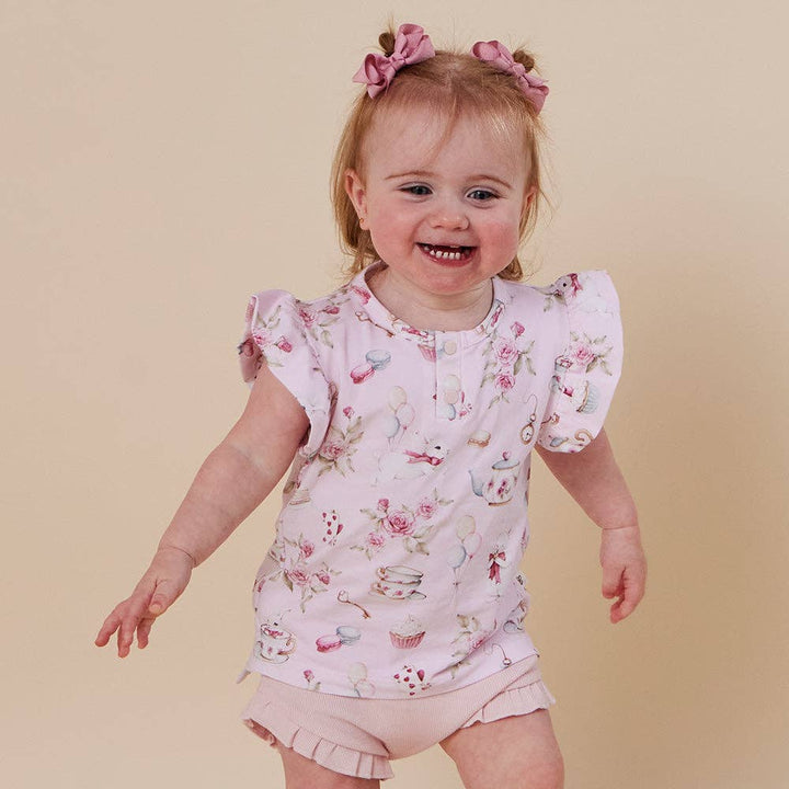 Alice's Tea Party Organic Short Sleeve Top with Frill