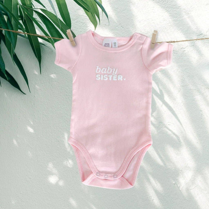 Infant Short Sleeve Romper - Baby Sister - Pink