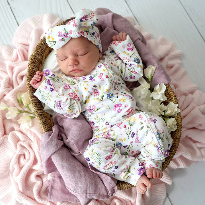 Gracie Organic Snugglesuit Convertible Romper with Frill