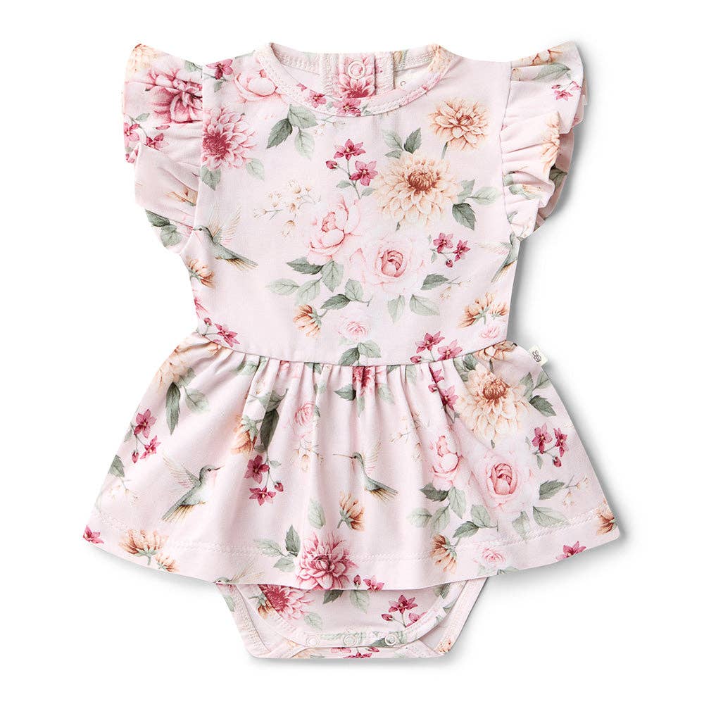 Birds & Blooms Short Sleeve Organic Dress