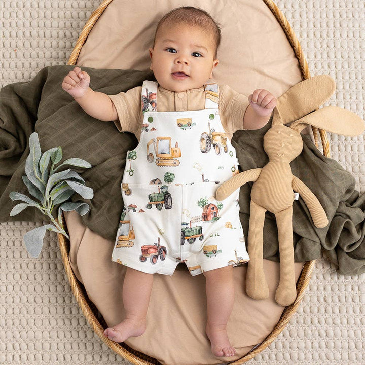 Diggers & Tractors Organic Snuggle Overall Shorts