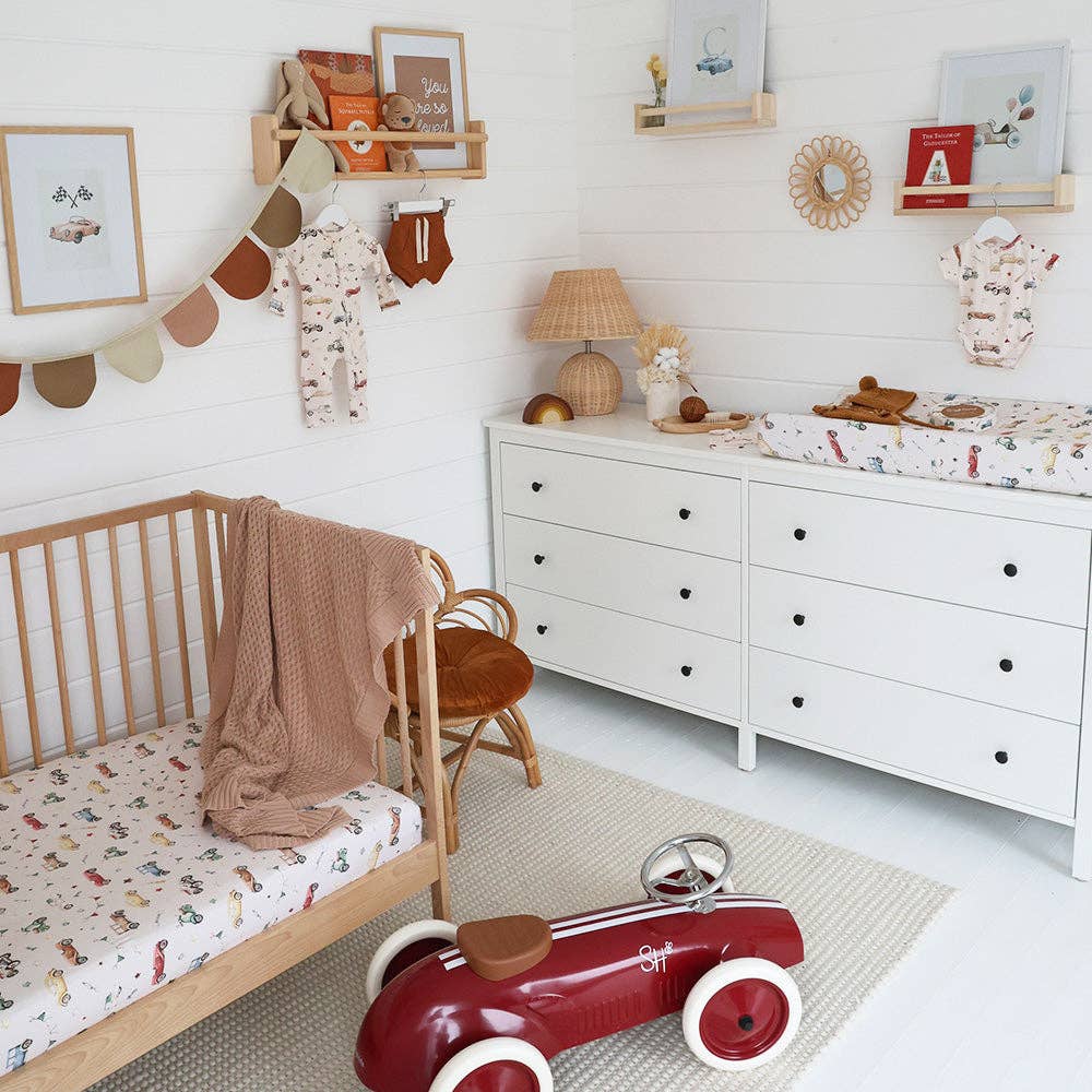 Vintage Cars Organic Fitted Cot Sheet