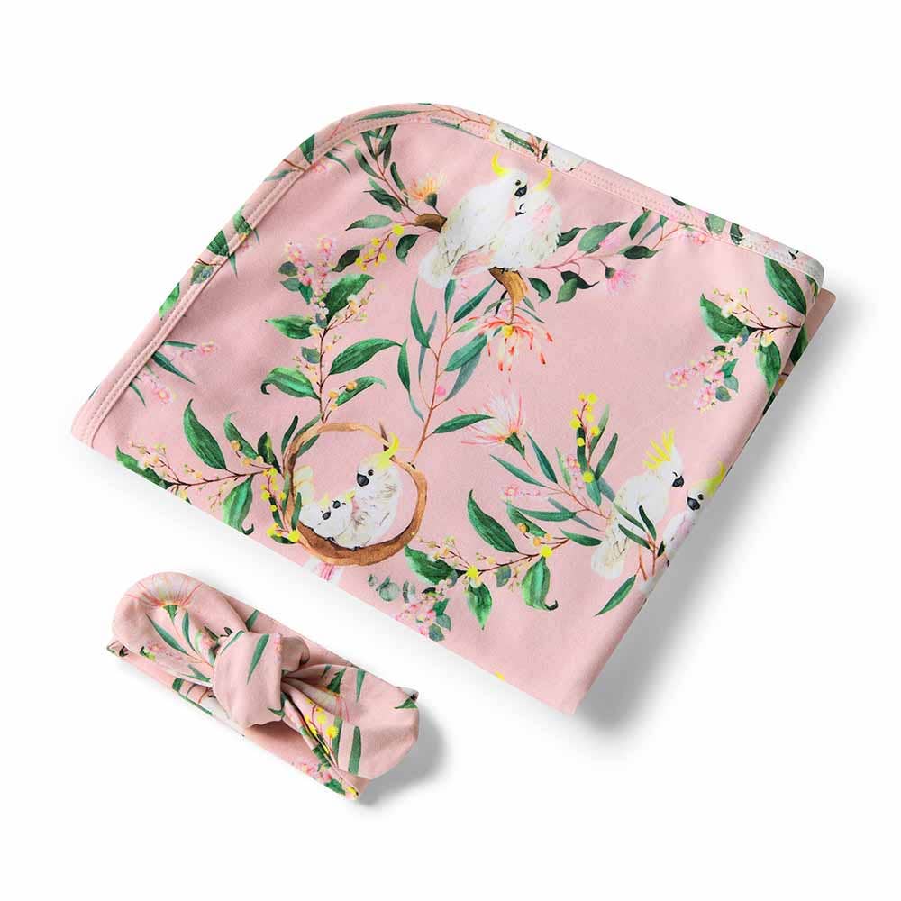 Cockatoo Organic Jersey Wrap & Topknot Set