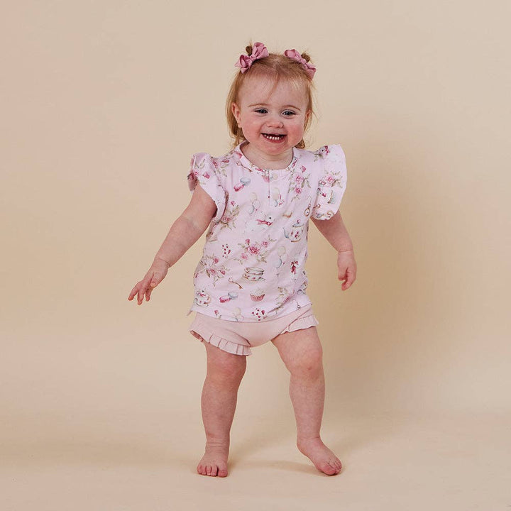 Alice's Tea Party Organic Short Sleeve Top with Frill