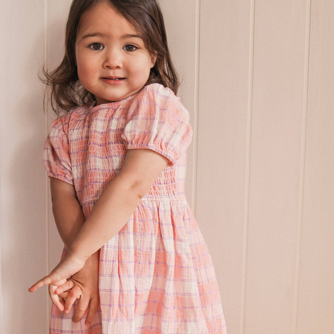 Shirred Dress - Check