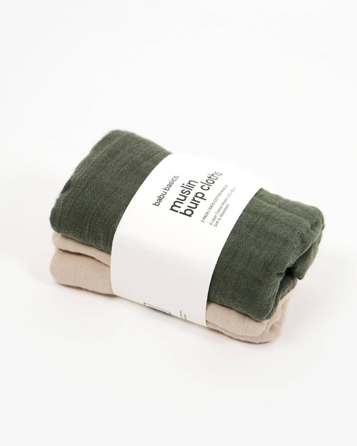 Muslin Burp Cloth Set (2 pack) - Moss