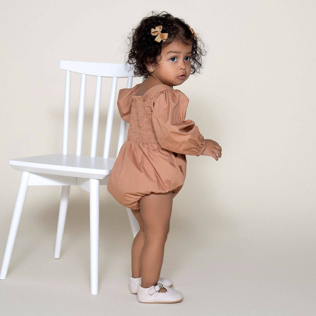 Lily L/S Puff Sleeve Romper - Caramel