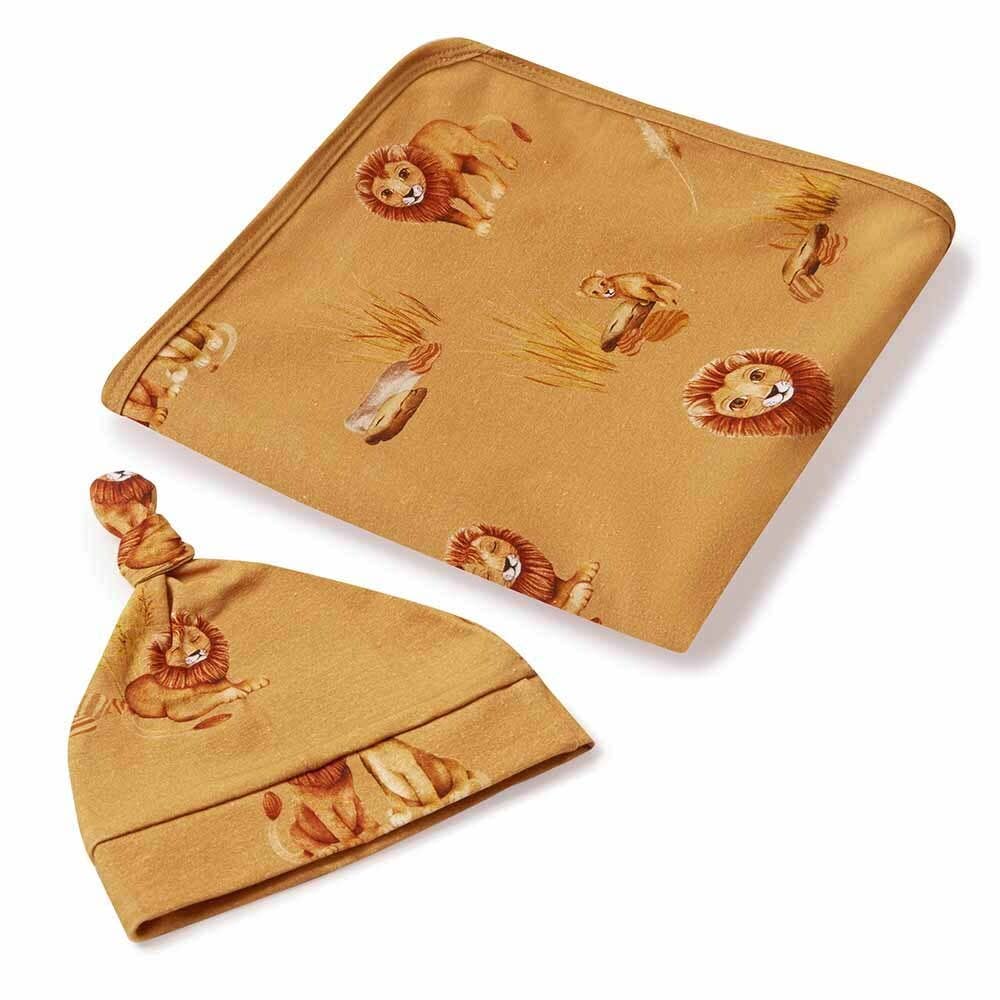 Roar Baby Jersey Wrap & Beanie Set