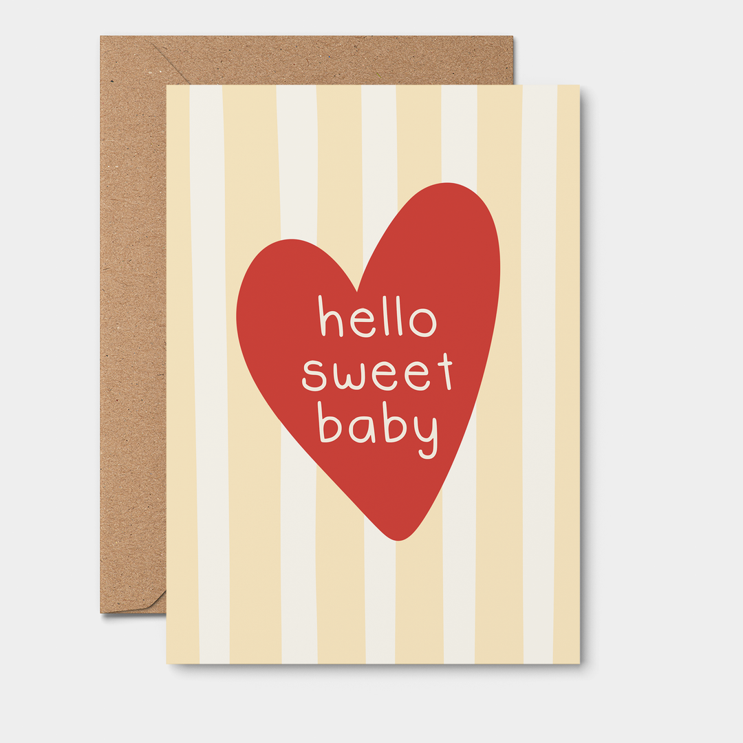 Hello Sweet Baby Card | Newborn Card | Baby Shower Card